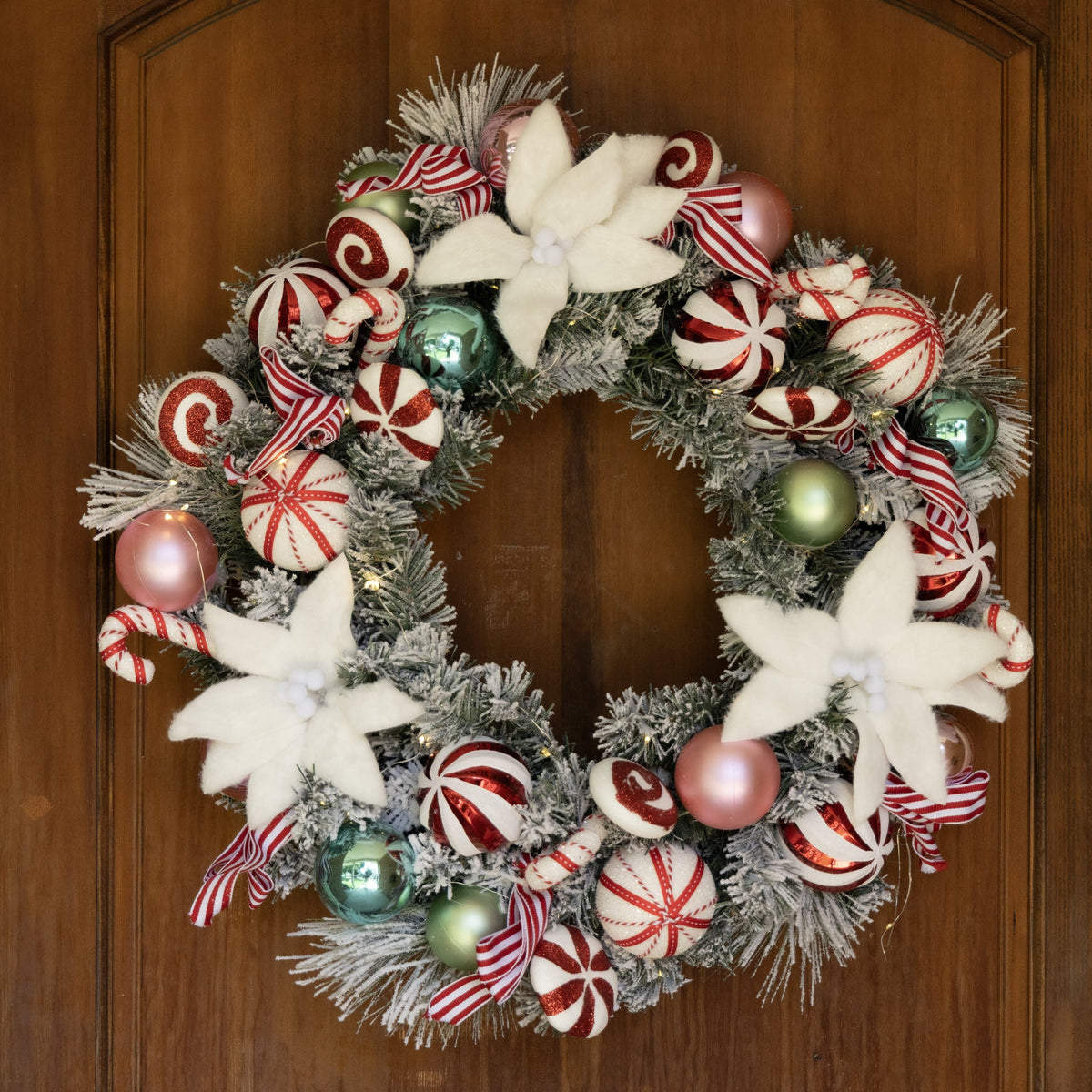 Clovi Brad Schmidt Hard Candy Holiday Wreath, Christmas, 26”, LED Lights