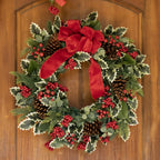 Clovi Brad Schmidt Winter Holly & Berries Christmas Wreath, 26”, LED Lights