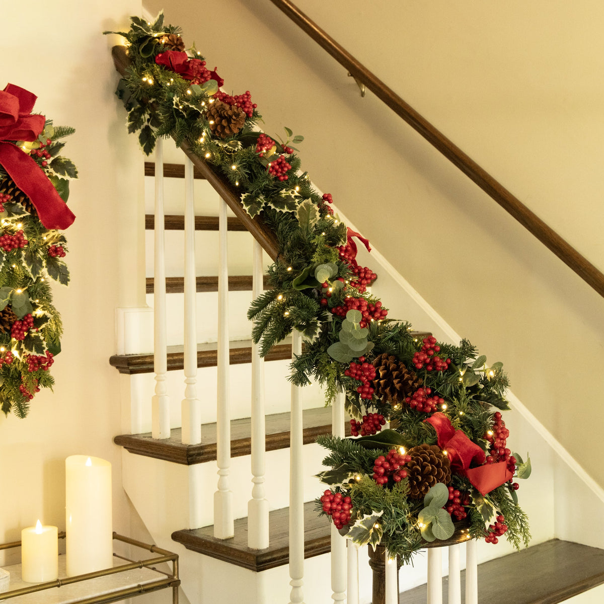 Clovi Brad Schmidt Winter Holly & Berries Christmas Garland, 6’, LED Lights