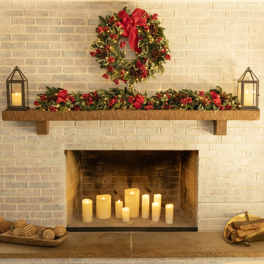 Clovi Brad Schmidt Winter Holly & Berries Christmas Garland, 6’, LED Lights