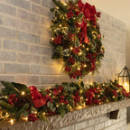 Clovi Brad Schmidt Winter Holly & Berries Christmas Garland, 6’, LED Lights