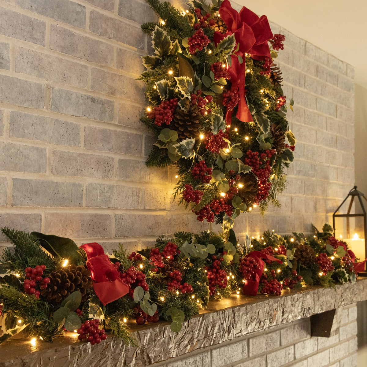 Clovi Brad Schmidt Winter Holly & Berries Christmas Garland, 6’, LED Lights