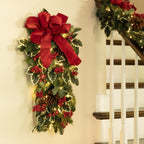 Clovi Brad Schmidt Winter Holly & Berries Christmas Teardrop, 30”, Prelit