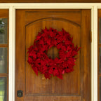 Clovi Brad Schmidt Everglow Poinsettia Wreath, Christmas, 26”, 160 Lights