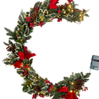 Clovi Brad Schmidt Winter Holly & Berries Christmas Garland, 6’, LED Lights