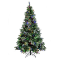 Clovi 7.5FT Lighted Snowfall Scotch Pine Tree, 500 Lights, No-Shed Flocking