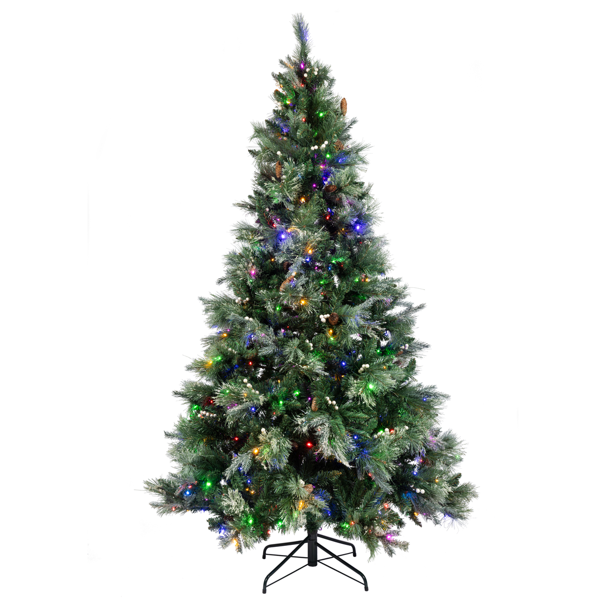 Clovi 7.5FT Lighted Snowfall Scotch Pine Tree, 500 Lights, No-Shed Flocking