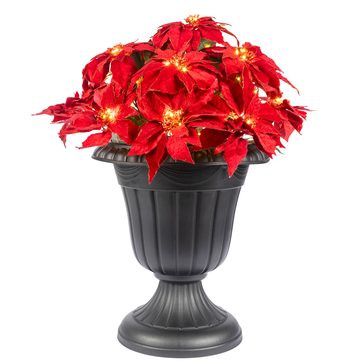 Clovi Brad Schmidt Everglow Poinsettia Urn Filler, Prelit Christmas Decor