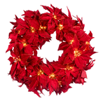 Clovi Brad Schmidt Everglow Poinsettia Wreath, Christmas, 26”, 160 Lights