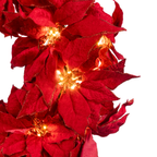 Clovi Brad Schmidt Everglow Poinsettia Wreath, Christmas, 26”, 160 Lights