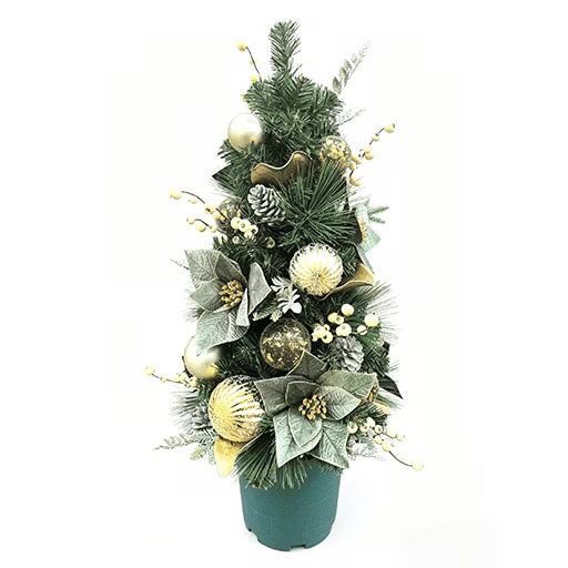 Clovi Brad Schmidt 3’ Gilded Woodland LED Christmas Decorated Potted Tree