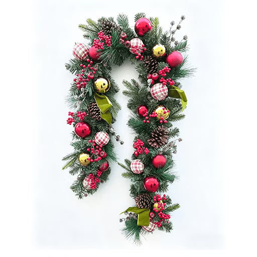 Clovi Brad Schmidt Cabin Plaid Holiday Garland- Christmas, 6’, LED
