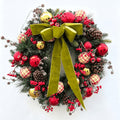 Clovi Brad Schmidt Cabin Plaid Holiday Wreath- Christmas, 26", Lights