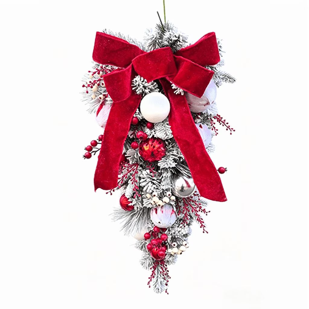 Clovi Brad Schmidt Peppermint Parlor Christmas Teardrop Swag Wreath- 30”