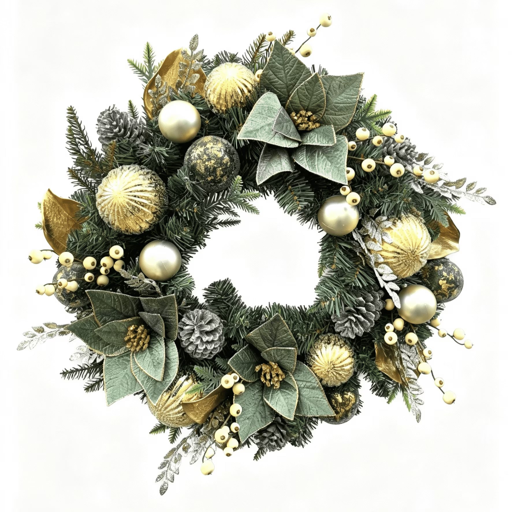 Clovi Brad Schmidt Gilded Woodland Holiday Wreath- Christmas, 26", Lights