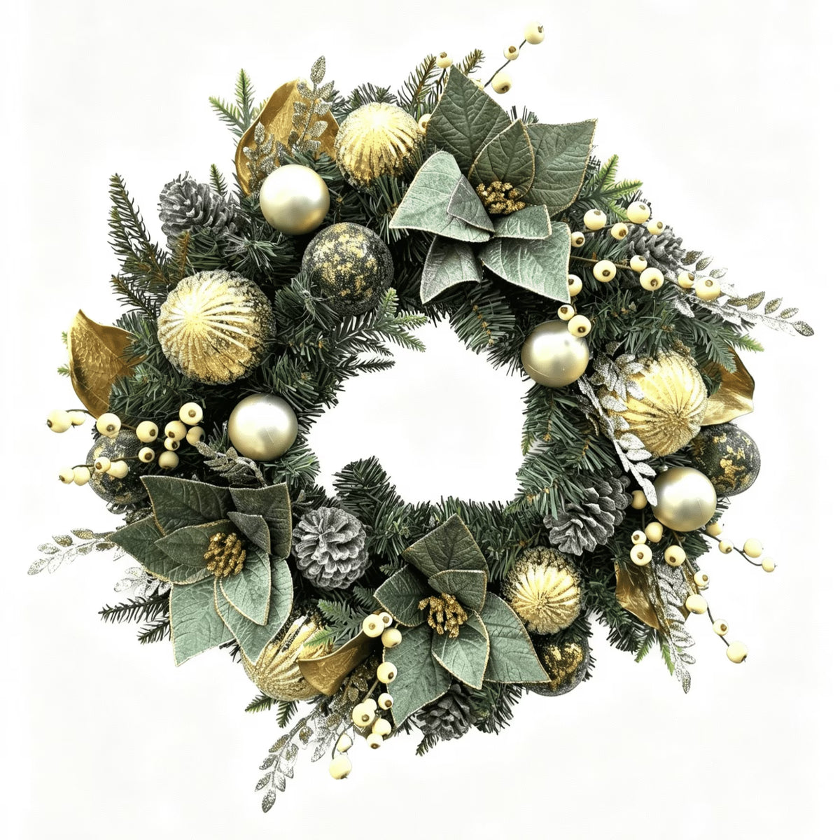 Clovi Brad Schmidt Gilded Woodland Holiday Wreath- Christmas, 26", Lights